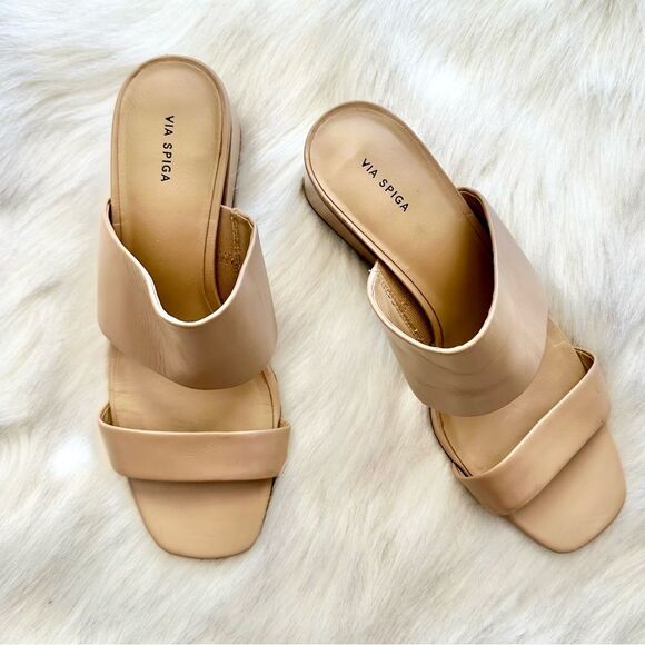 Via Spiga Phillipa Slide Leather Sandal in Tan Size 8.5 - Picture 3 of 9